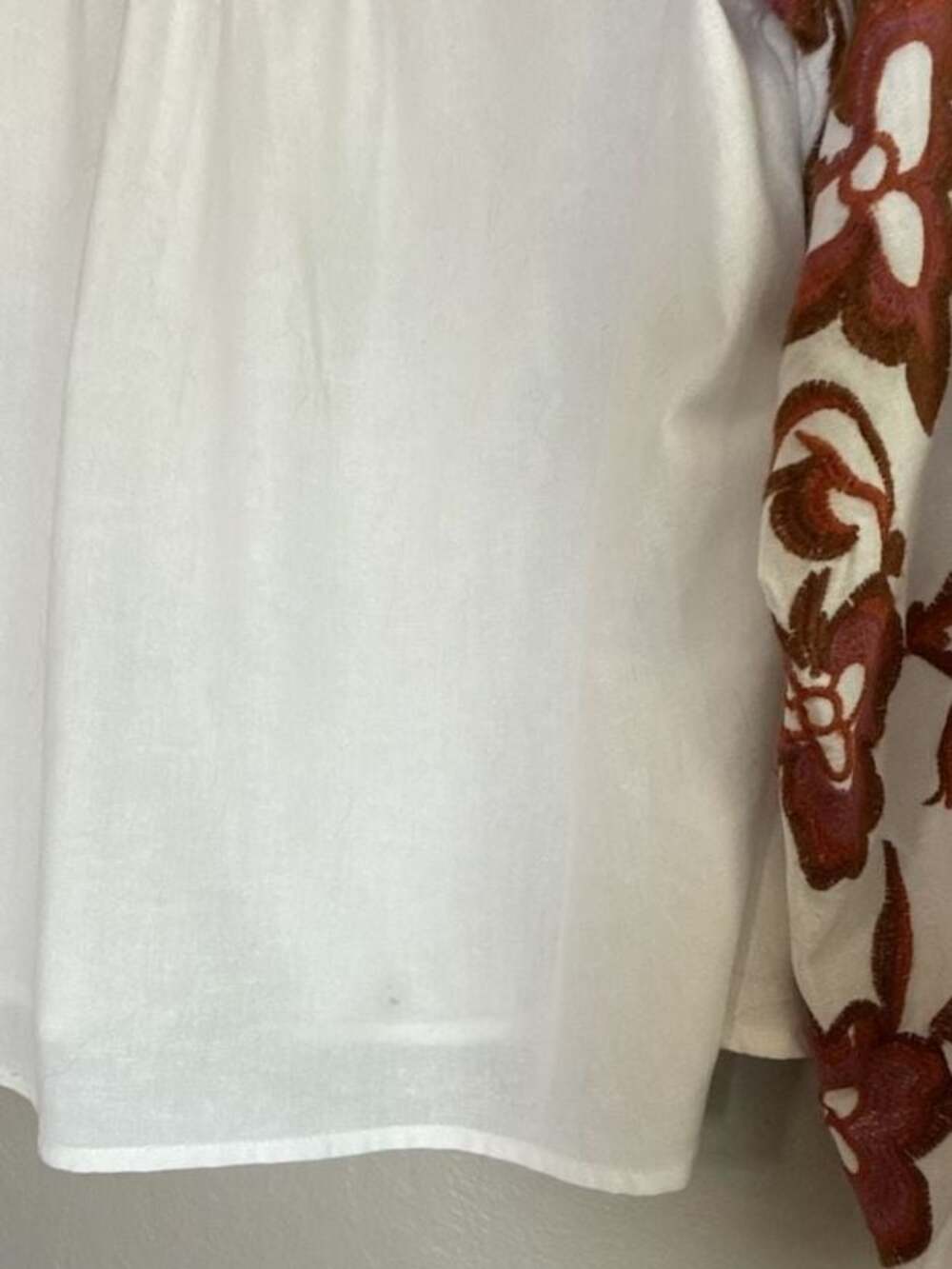 Calypso St. Barth Boho Embroidered Balloon Sleeve Blouse, Cotton/Flax, L - Picture 7 of 7